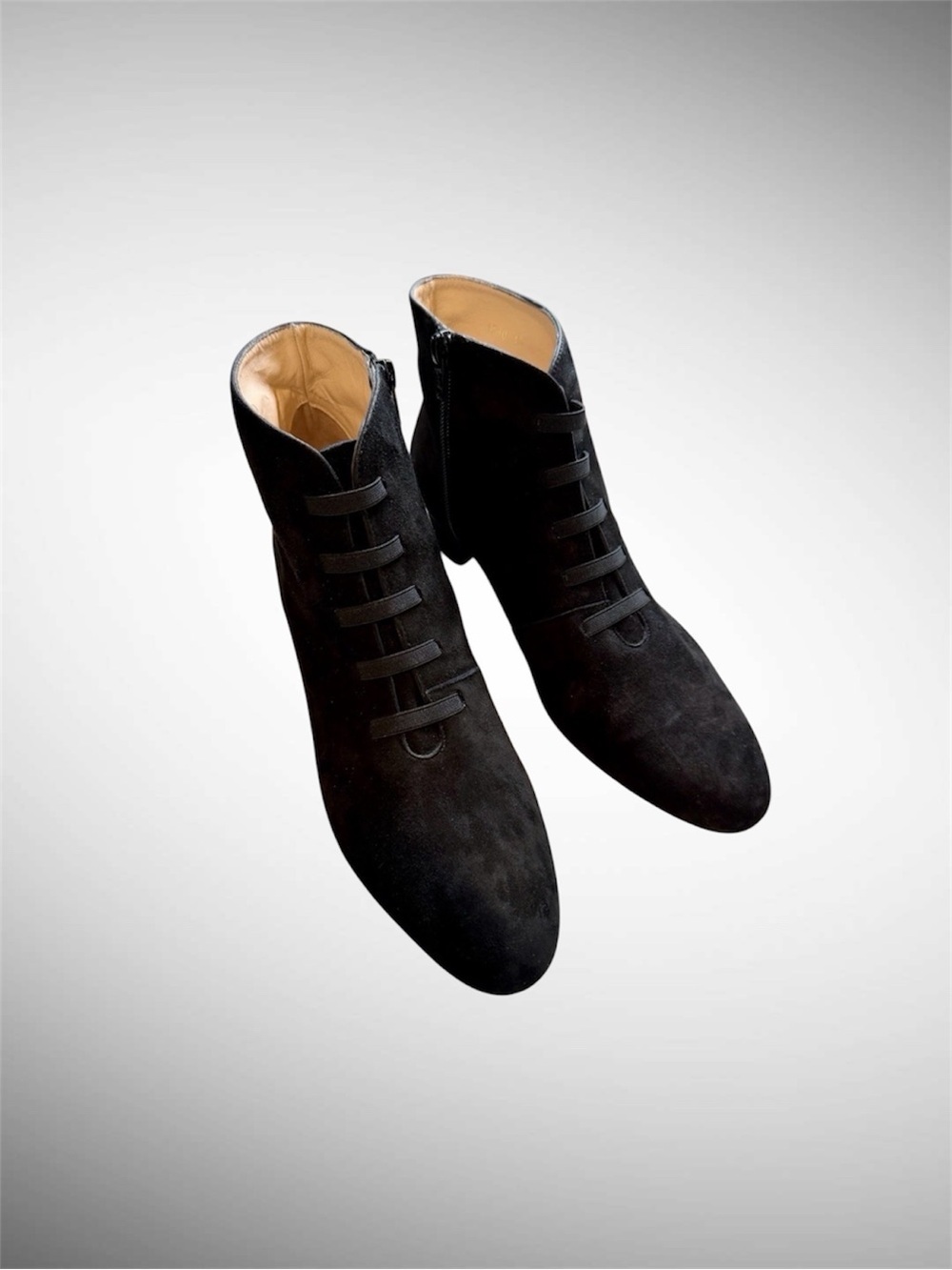 BRENDA ZARO, WOMENS BLACK, SUEDE, GENUINE LEATHER BOOTIES. SIZE 40/8-8 1/2N